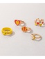 Fashion Gold Color Alloy Drip Oil Love Shell Moon Ring Set