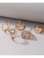 Fashion Gold Color Alloy Diamond Sunflower Geometric Letter Ring Set