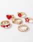Fashion Gold Color Alloy Dripping Cherry Love Star Ring Set