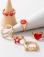 Fashion Gold Color Alloy Dripping Cherry Love Star Ring Set