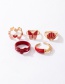Fashion Gold Color Alloy Drip Oil Butterfly Scallop Love Piggy Ring Set