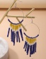 Fashion Silver Color Rice Beads Beaded Tassel Ring Earrings