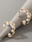 Fashion Gold Alloy Geometric Twisted Pearl C-shaped Earrings