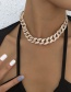 Fashion White K Alloy Full Diamond Cuban Chain Necklace