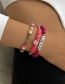 Fashion Pink Alloy Beaded Letter Beads Clay Bracelet Set