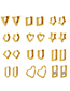 Fashion Golden Color Heart Stainless Steel Five-pointed Star Love Triangle Geometric Earrings