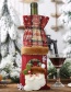Fashion Beige Linen Christmas Plaid Wine Bottle Cover