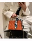 Fashion Khaki Acrylic Silk Scarf Portable Embroidered Thread Square Crossbody Bag