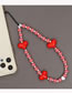 Fashion Red Striped Round Beads Love Beaded Mobile Phone Chain