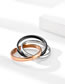 Fashion White Ceramics + Titanium Steel Titanium Steel Three-ring Interlocking Ring