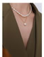 Fashion White Titanium Steel Gold-plated Pearl Bead Double Necklace
