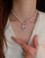 Fashion Necklace-little Bear Alloy Inlaid Love Diamond Bear Pearl Beaded Necklace