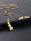 Fashion Gold Color Stainless Steel Gold-plated Five-pointed Star Stud Earrings Necklace Set