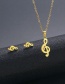 Fashion Gold Color Stainless Steel Musical Note Necklace And Earring Set
