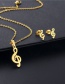 Fashion Gold Color Stainless Steel Musical Note Necklace And Earring Set