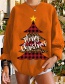 Fashion Orange Christmas Tree Letter Print Crew Neck Sweater