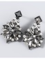 Fashion Black Alloy Diamond Flower Stud Earrings