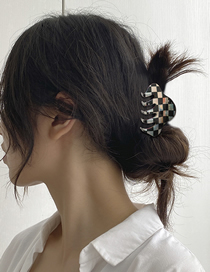 Fashion Red Lattice-keel Acetate Hairpin Checkerboard Geometric Grab