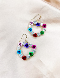 Fashion Color Alloy Love Flower Stud Earrings