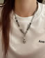 Fashion Silver Alloy Round Bead Chain Stitching Bear Necklace