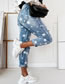 Fashion Blue Star Print Ripped Denim Trousers