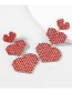 Fashion Red Alloy Inlaid Multi-layer Love Stud Earrings With Colored Diamonds