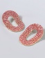 Fashion Pink Alloy Diamond Round Earrings