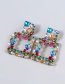 Fashion Ab Color Alloy Diamond-studded Square Geometric Stud Earrings