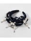 Fashion Blue Alloy Diamond-studded Flannel Broad-edge Bow Headband