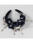 Fashion Blue Alloy Diamond-studded Flannel Broad-edge Bow Headband