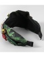 Fashion Green Flannel Embroidered Wide-brimmed Headband With Diamonds