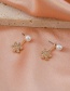 Fashion Gold Alloy Diamond Flower Pearl Stud Earrings
