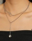 Fashion Silver Alloy Love Double Ring Double Layer Necklace