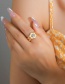 Fashion Gold Powder Alloy Inlaid Zirconium Flower Heart Ring
