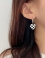 Fashion A Pair Of S925 Silver Needle Blue Stud Earrings Love Checkerboard Stud Earrings