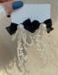 Fashion White Fabric Bow Pearl Tassel Earrings