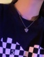 Fashion A Blue Necklace Metal Oil Drop Love Heart Checkerboard Necklace