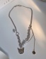 Fashion Silver Titanium Steel Pearl Elf Head Necklace