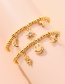 Fashion Gold Copper Inlaid Zirconium Crescent Heart Beaded Bracelet
