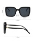 Fashion Bright Black All Gray Large Square Sunglasses