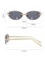 Fashion Silver Frame Blue Oval Rimless Sunglasses