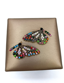 Fashion Color Alloy Inlaid Fancy Diamond Butterfly Stud Earrings
