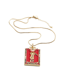 Fashion Pink Gold-plated Bronze Angel And Devil Square Necklace
