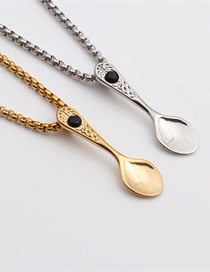 Fashion Golden +60cm Policy Chain Titanium Steel Spoon Necklace