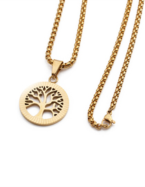 Fashion Rigid Sunflower+60cm Policy Chain Titanium Steel Tree Of Life Necklace