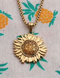 Fashion Rigid Sunflower+60cm Policy Chain Stainless Steel Sunflower Necklace