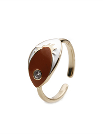 Fashion Blue Copper Plated Real Gold Dripping Eye Ring