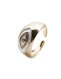 Fashion Blue Gold-plated Copper Eye Open Ring