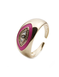 Fashion Light Grey Gold-plated Copper Eye Open Ring