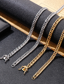 Fashion Steel Color Necklace 50cm=kn119011-z Titanium Steel Cuban Chain Necklace